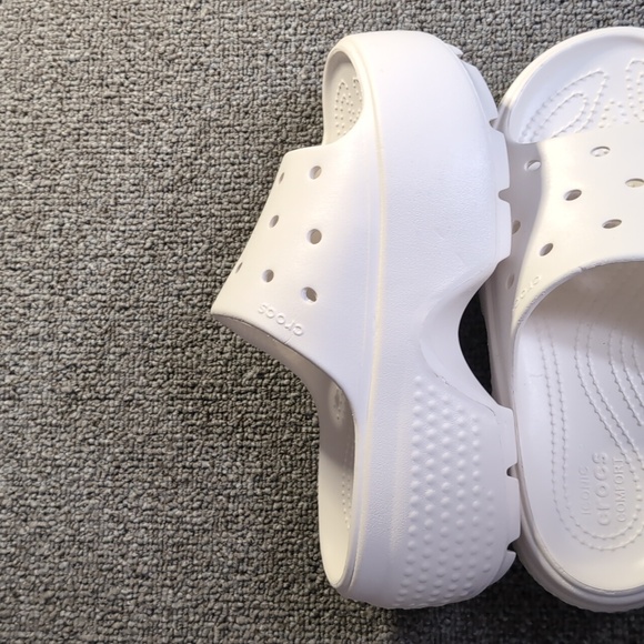 Crocs Stomp Slide Platform Chunky Slip On Chalk White Comfort Womens 7 - Picture 5 of 10